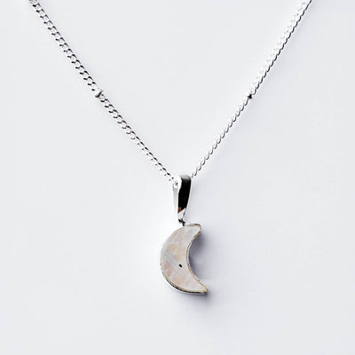 Crescent Moon Raw Gemstone Necklace