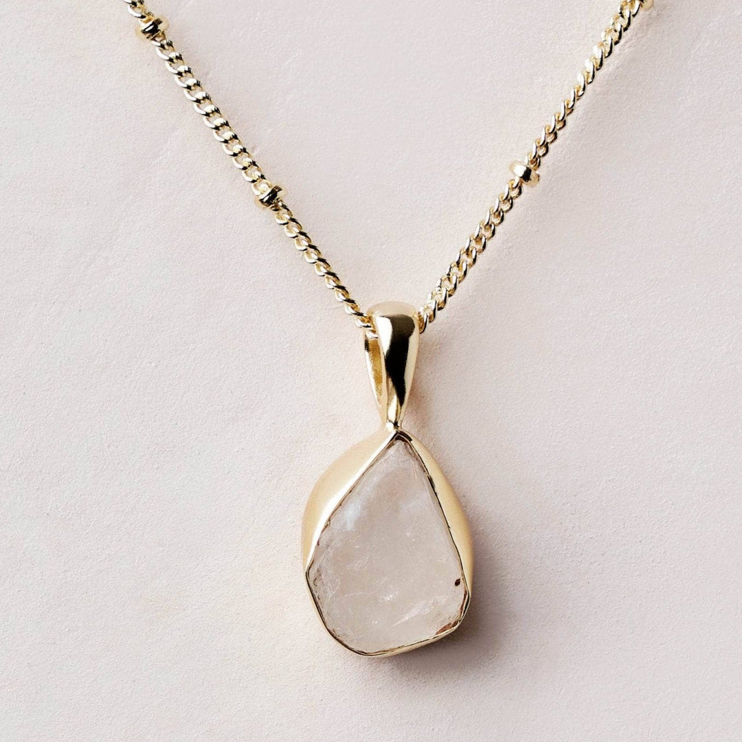 Rainbow Moonstone Raw Crystal Necklace