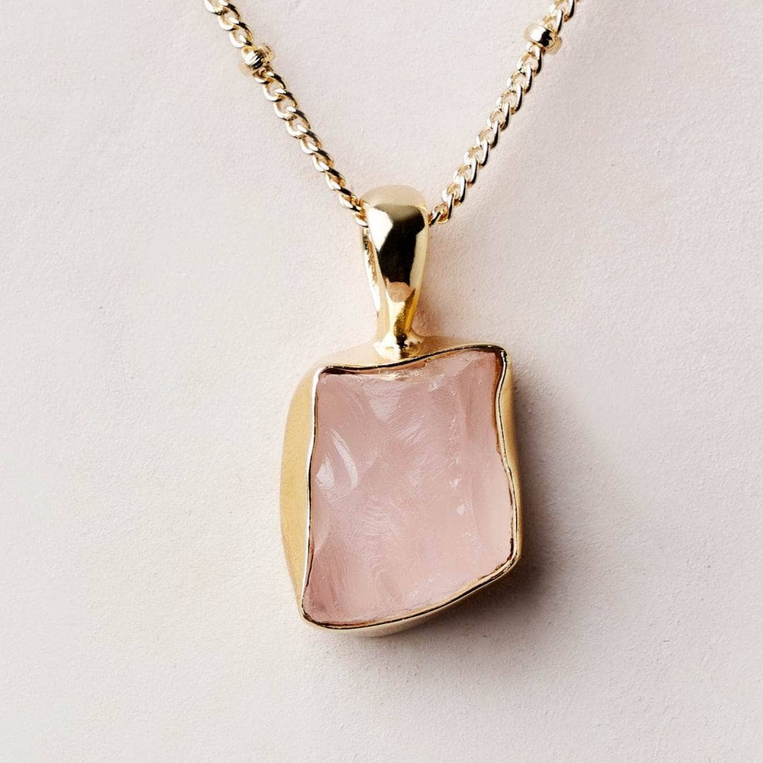 Rose Quartz Raw Crystal Necklace