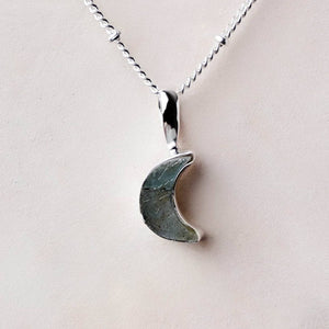 Crescent Moon Raw Gemstone Necklace