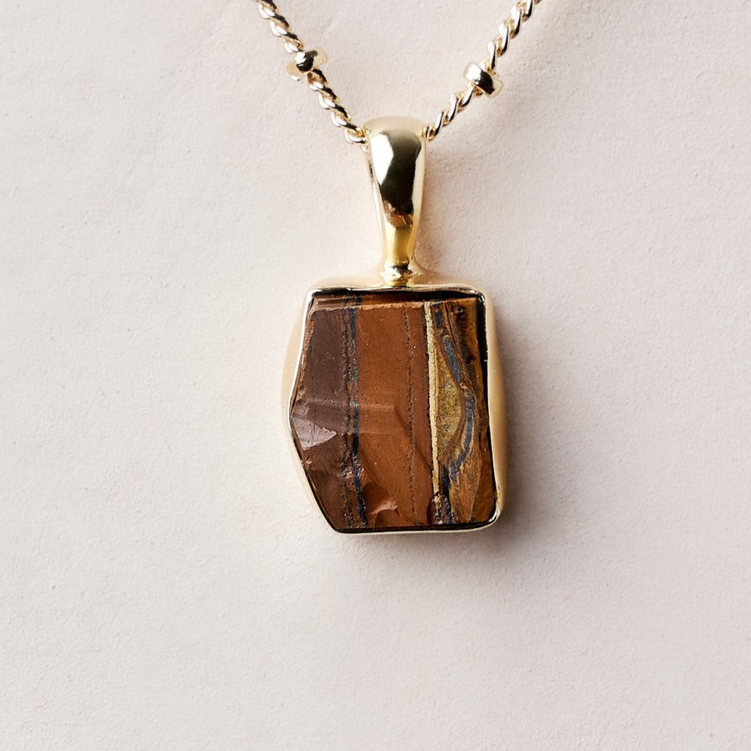 Tiger Eye Raw Crystal Necklace