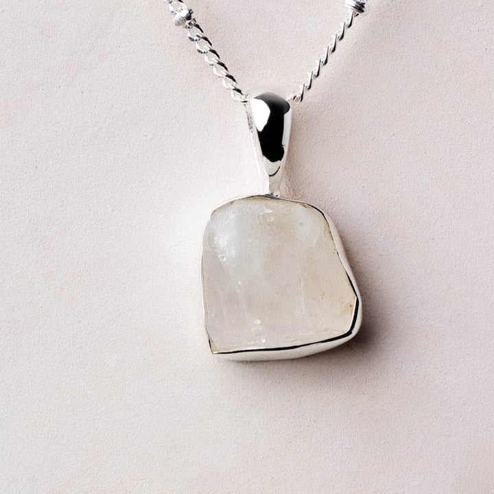 Rainbow Moonstone Raw Crystal Necklace