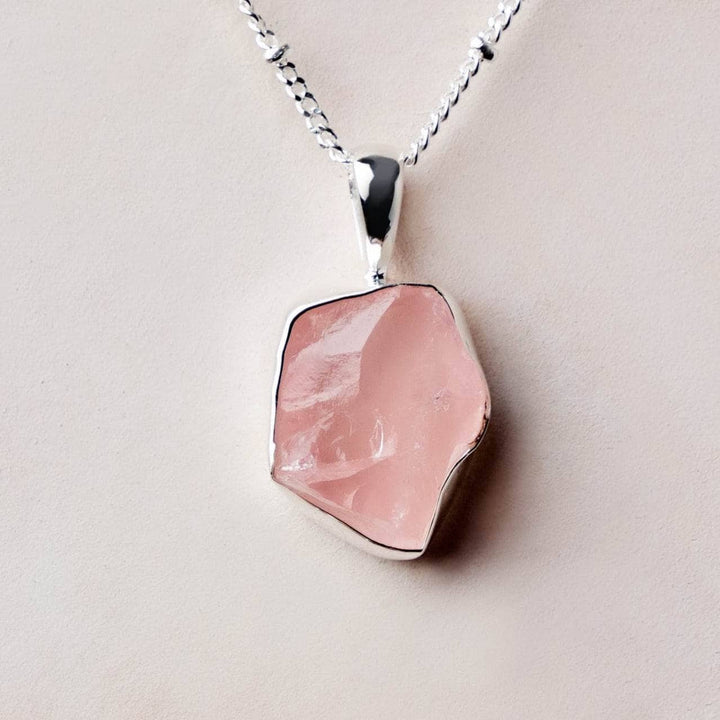 Rose Quartz Raw Crystal Necklace