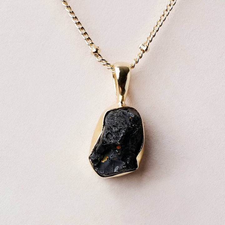 Black Tourmaline Raw Crystal Necklace