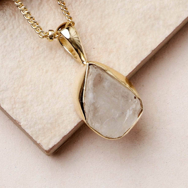 Rainbow Moonstone Raw Crystal Necklace