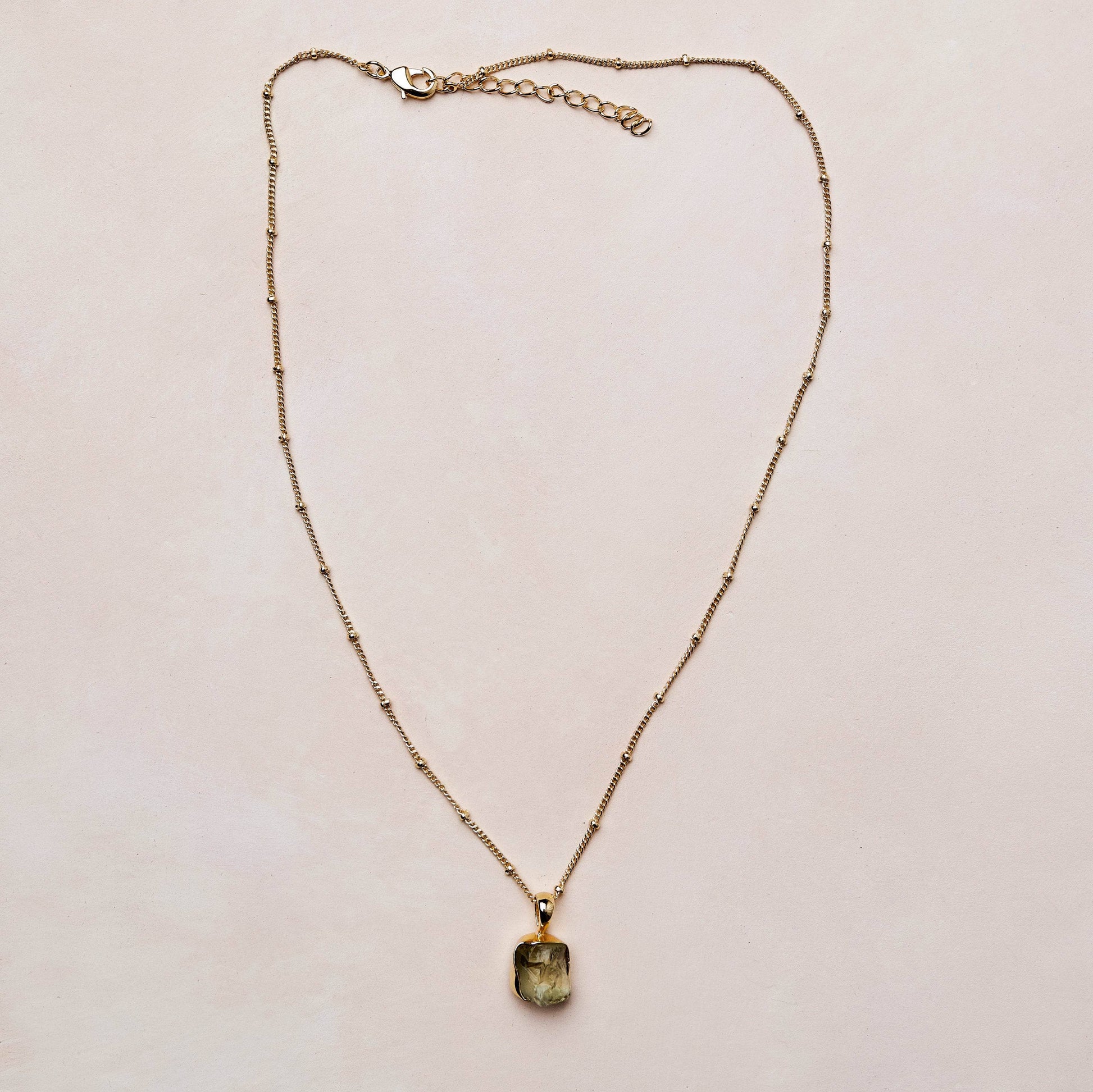 Genuine Green Amethyst Raw Crystal Necklace