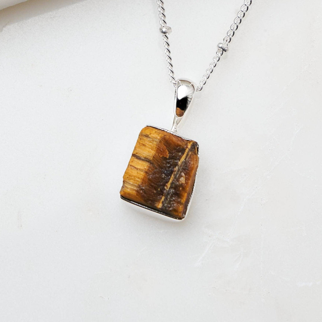 Tiger Eye Raw Crystal Necklace