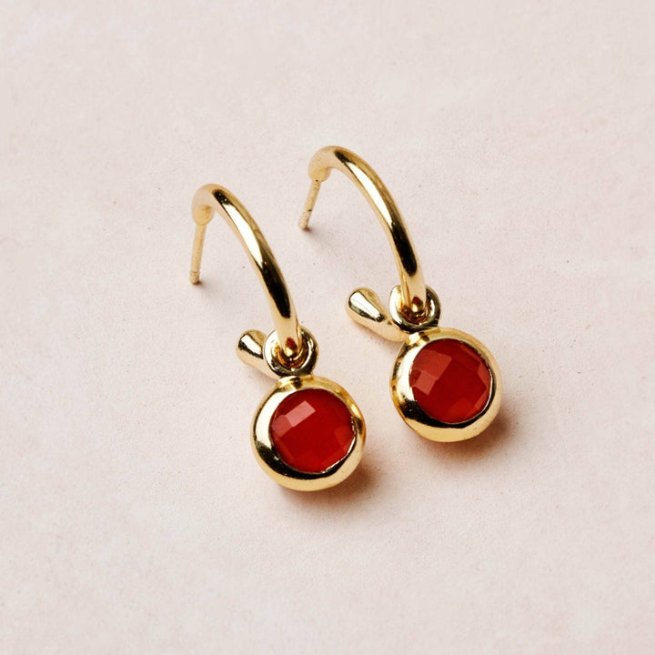 Carnelian Golden Hoop Earrings