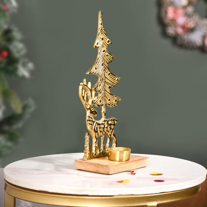 Gold Reindeer Showpiece With Tea Light Holder