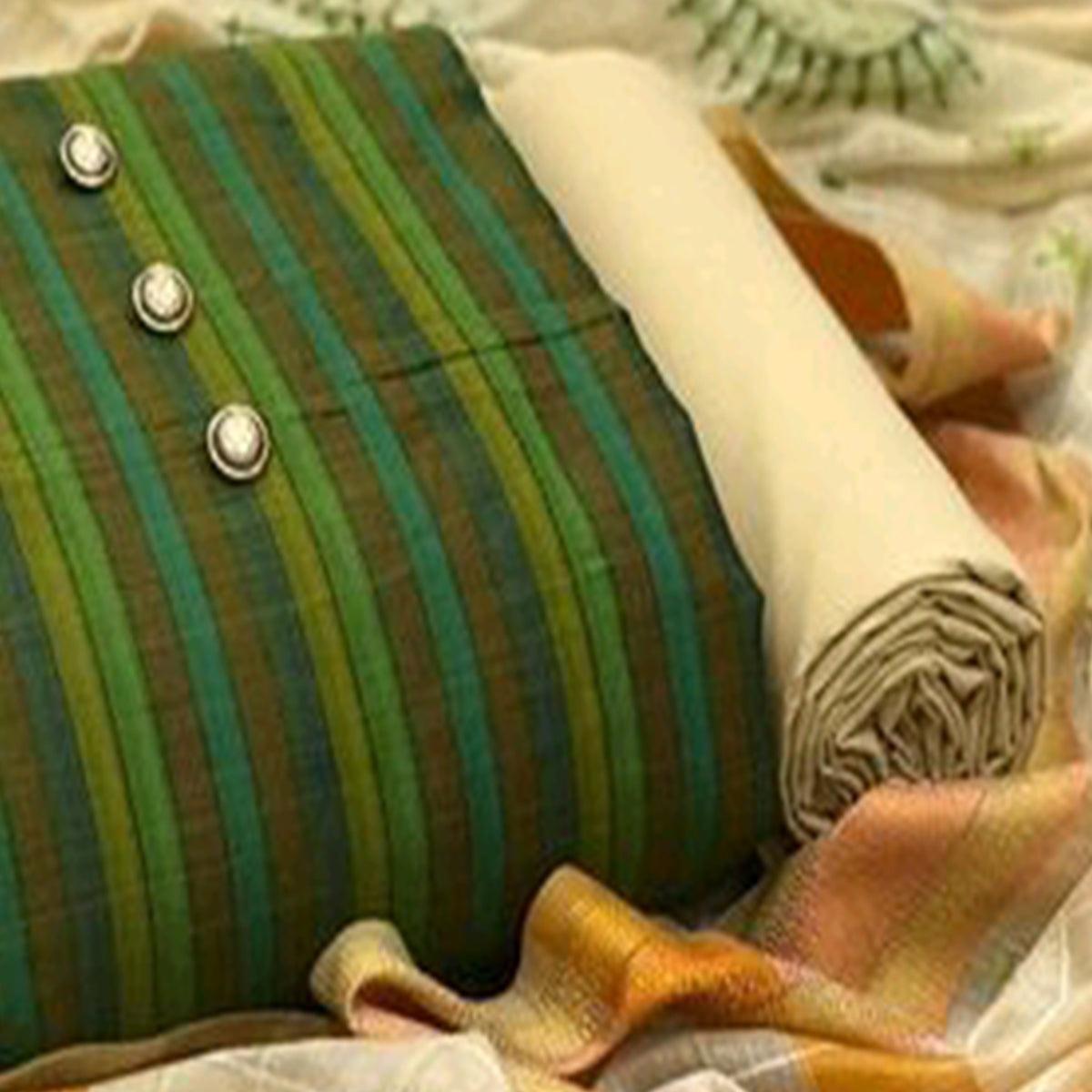 trendy-green-colored-partywear-printed-cotton-dress-material-81437