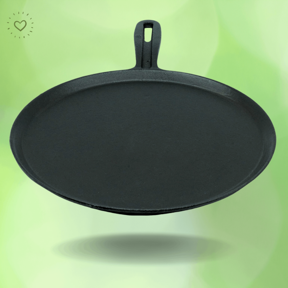 Trilonium Unicorn Triple seasoned Cast Iron Dosa Tawa with Dosa Spatula | Gas & Induction Compatible | Black