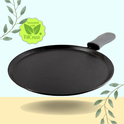 Trilonium Unicorn Triple seasoned Cast Iron Dosa Tawa with Dosa Spatula | Gas & Induction Compatible | Black