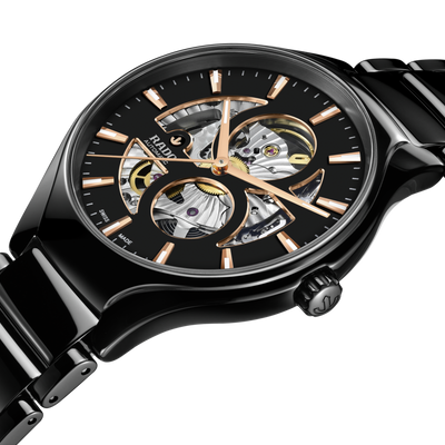 Rado True Round Automatic Open Heart Black Dial Unisex 40MM