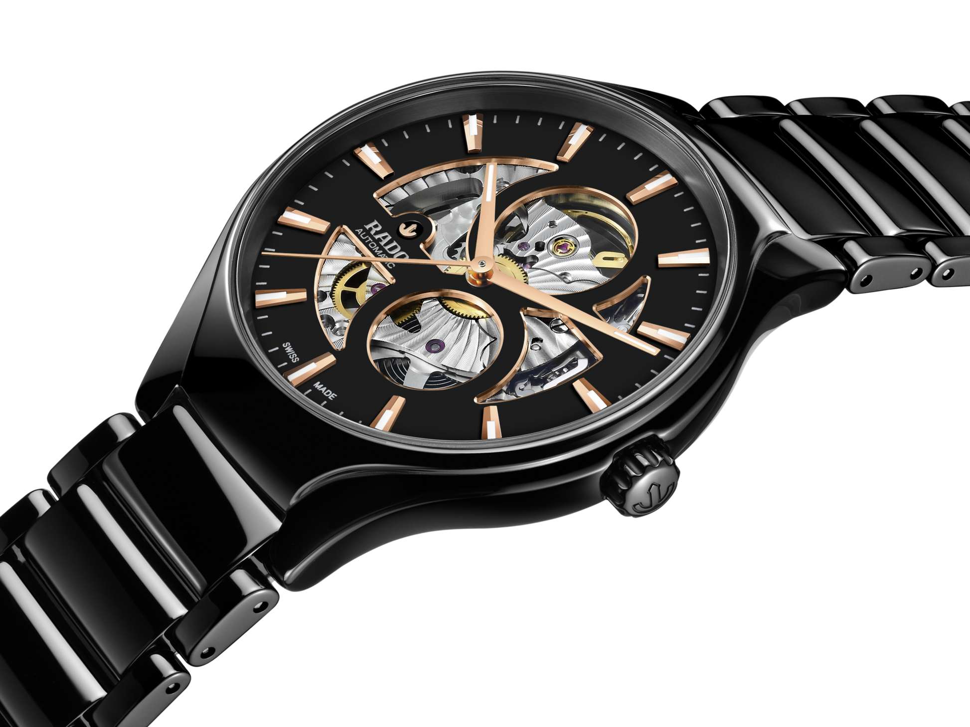 Rado True Round Automatic Open Heart Black Dial Unisex 40MM
