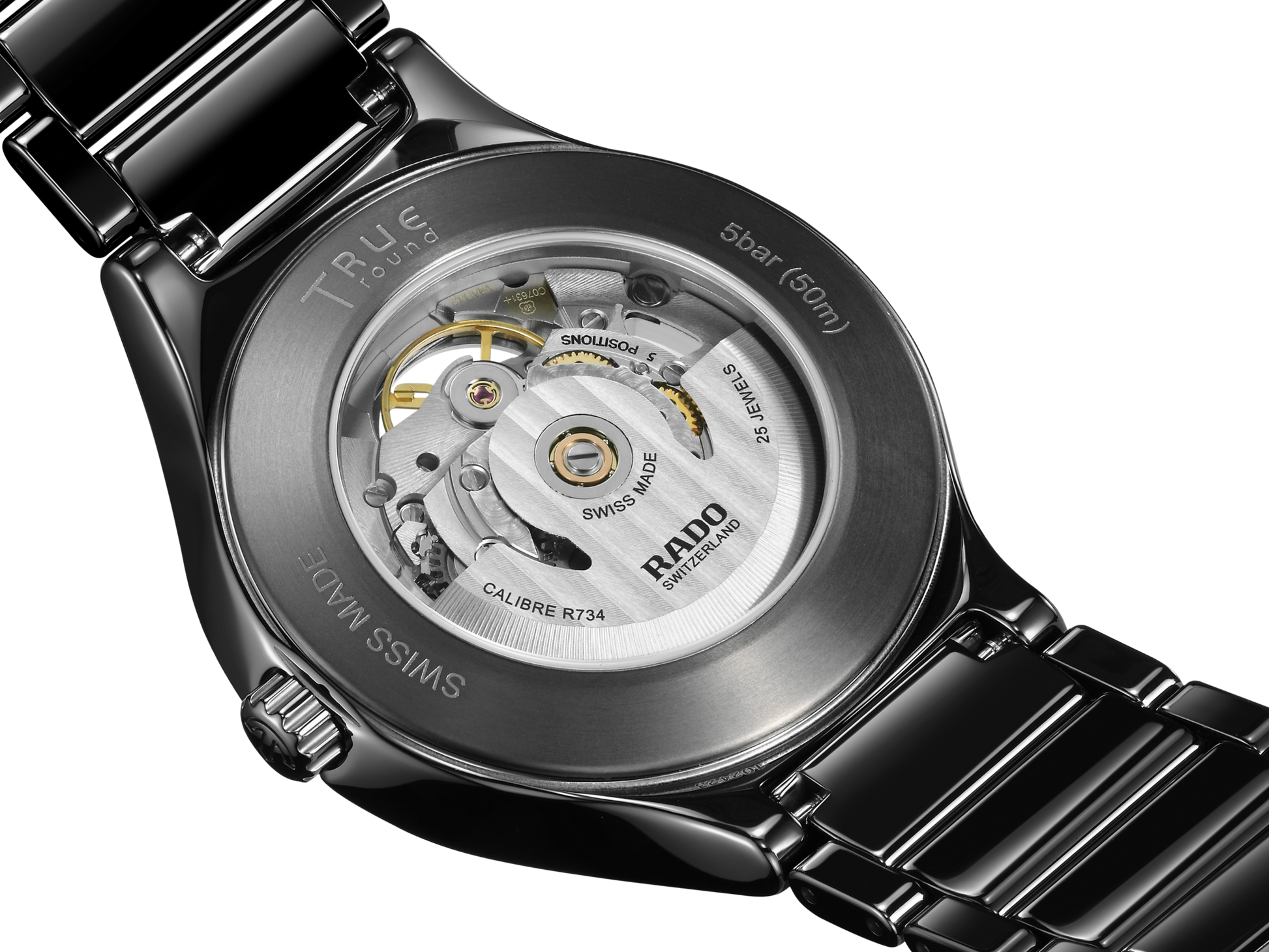 Rado True Round Automatic Open Heart Black Dial Unisex 40MM