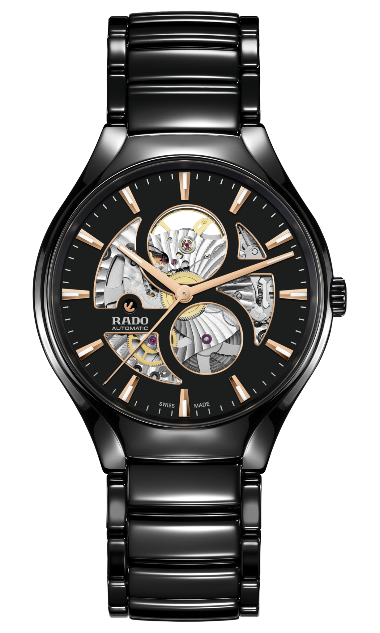 Rado True Round Automatic Open Heart Black Dial Unisex 40MM