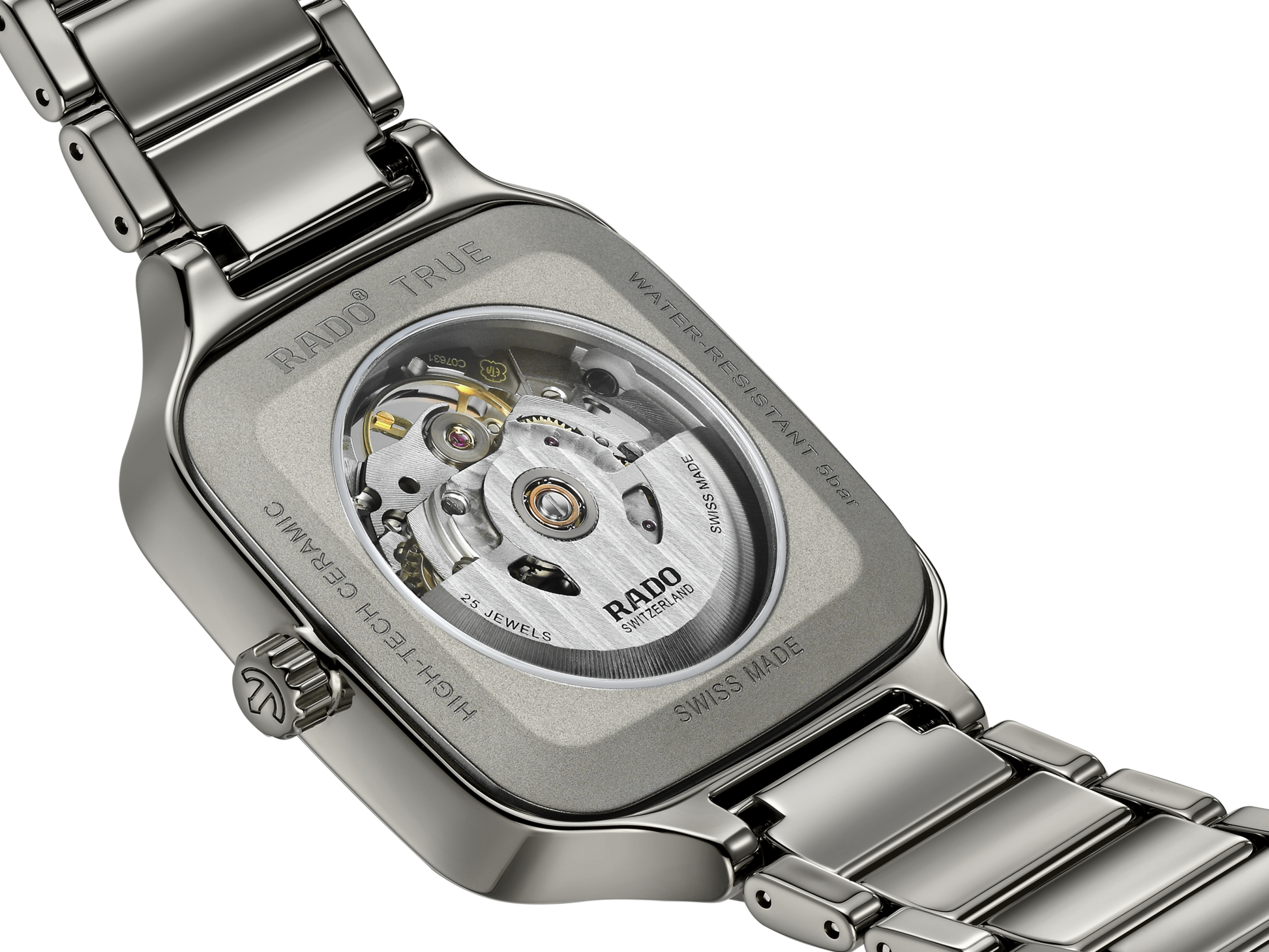 Rado True Square Automatic Open Heart Grey, Rose Gold Dial Unisex 38mm