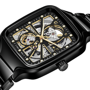 Rado True Square Automatic Open Heart Black, Yellow Dial Unisex 38mm
