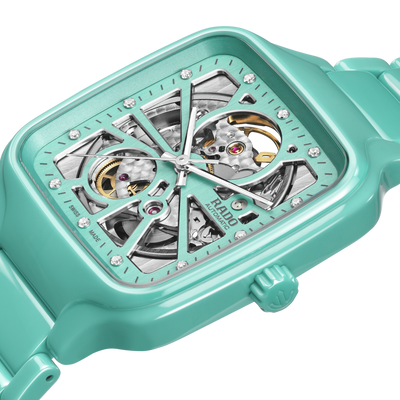 Rado True Square Automatic Open Heart Silver Turquoise Dial Unisex 38mm