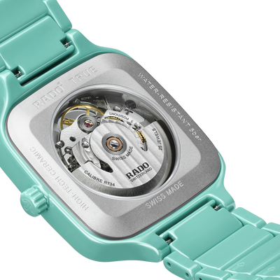 Rado True Square Automatic Open Heart Silver Turquoise Dial Unisex 38mm