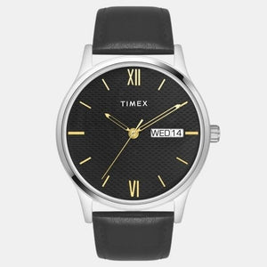 Classics Unisex Quartz Black Dial Analog Leather Watch TW0TG8309