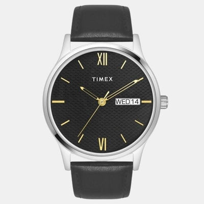 Classics Unisex Quartz Black Dial Analog Leather Watch TW0TG8309