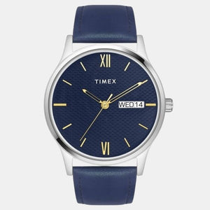 Classics Unisex Quartz Blue Dial Analog Leather Watch TW0TG8310