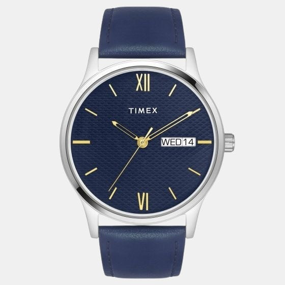 Classics Unisex Quartz Blue Dial Analog Leather Watch TW0TG8310