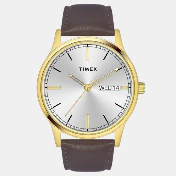 Classics Unisex Quartz White Dial Analog Leather Watch TW0TG8311