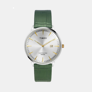 Fashion Men Quartz Silver Dial Analog Leather Watch TWEG21900