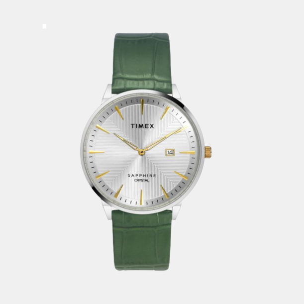 Fashion Men Quartz Silver Dial Analog Leather Watch TWEG21900
