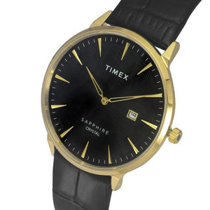 Fashion Men Quartz Black Dial Analog Leather Watch TWEG21901