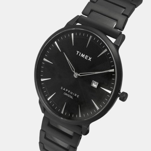 Fashion Men Quartz Black Dial Analog Stainless Steel Watch TWEG21906