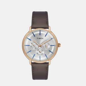 Fashion Men Quartz White Dial Multi-Function Leather Watch TWEG22002