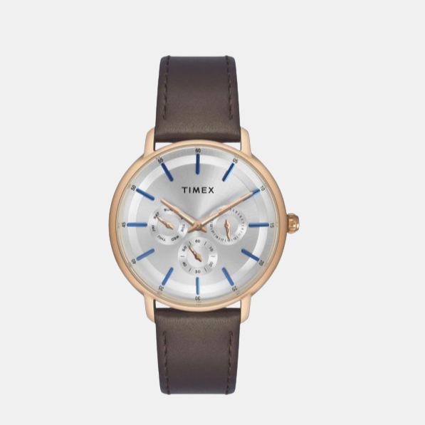 Fashion Men Quartz White Dial Multi-Function Leather Watch TWEG22002