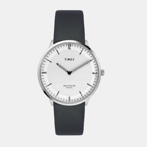 Fashion Men Quartz White Dial Analog Leather Watch TWEG22100