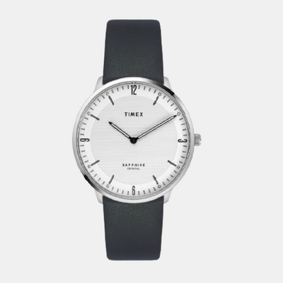 Fashion Men Quartz White Dial Analog Leather Watch TWEG22100