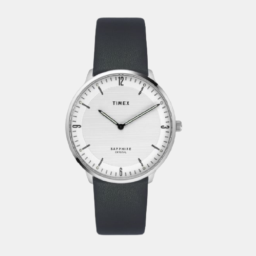 Fashion Men Quartz White Dial Analog Leather Watch TWEG22100