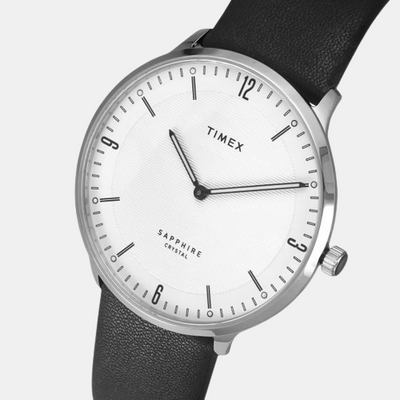 Fashion Men Quartz White Dial Analog Leather Watch TWEG22100