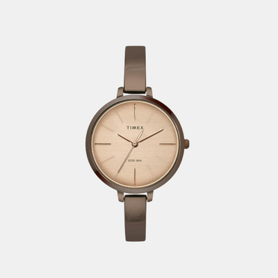 Fashion Women Quartz Beige Dial Analog Stainless Steel Watch TWEL12813
