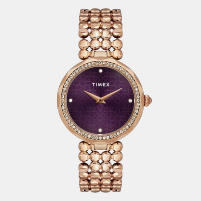 Fria Women Quartz Purple Dial Analog Brass Watch TWEL13903