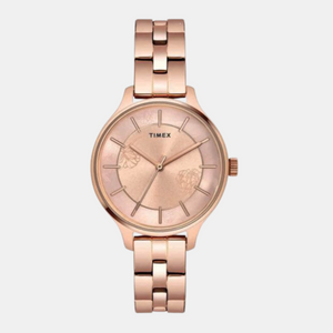 Fashion Women Quartz Pink Dial Analog Stainless Steel Watch TWEL14808