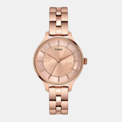 Fashion Women Quartz Pink Dial Analog Stainless Steel Watch TWEL14808
