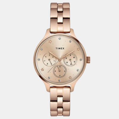 Fashion Women Quartz Rose Gold Dial Chronograph Brass Watch TWEL14814