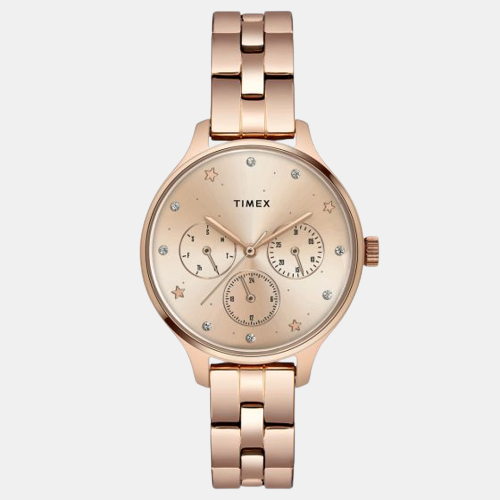 Fashion Women Quartz Rose Gold Dial Chronograph Brass Watch TWEL14814