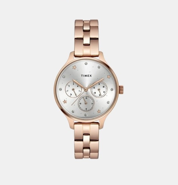 Fashion Women Quartz Grey Dial Chronograph Stainless Steel Watch TWEL14815