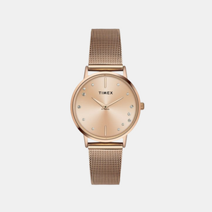 Fashion Women Quartz Rose Gold Dial Analog Brass Watch TWEL15602