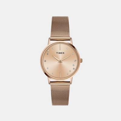 Fashion Women Quartz Rose Gold Dial Analog Brass Watch TWEL15602