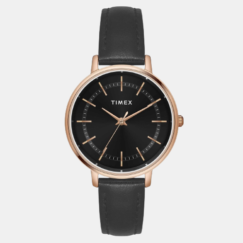 Classics Women Quartz Black Dial Analog Leather Watch TWEL15802