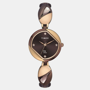 Fria Women Quartz Brown Dial Analog Stainless Steel Watch TWEL16303
